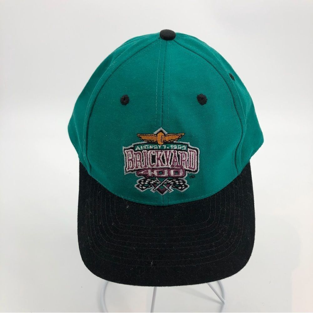 Vintage 1999 Brickyard 400 Snap Back Cap Green Blue‎